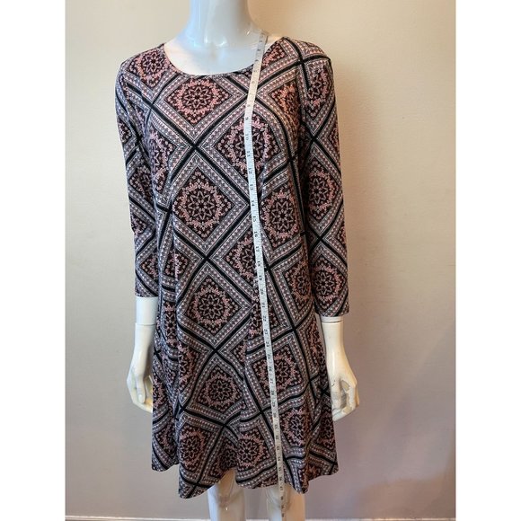 Nina Britton Womens Geometric Shift Dress Kdr102391-Sf Stitch Fix Black Pink M - Picture 3 of 7